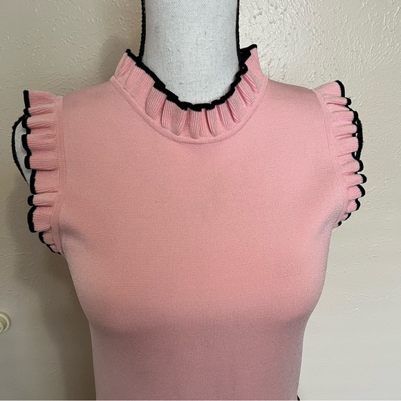 Parker Ryker Ballerina Pink Ruffle Knit Sleeveless Dress Womens Size Medium - Picture 7 of 13